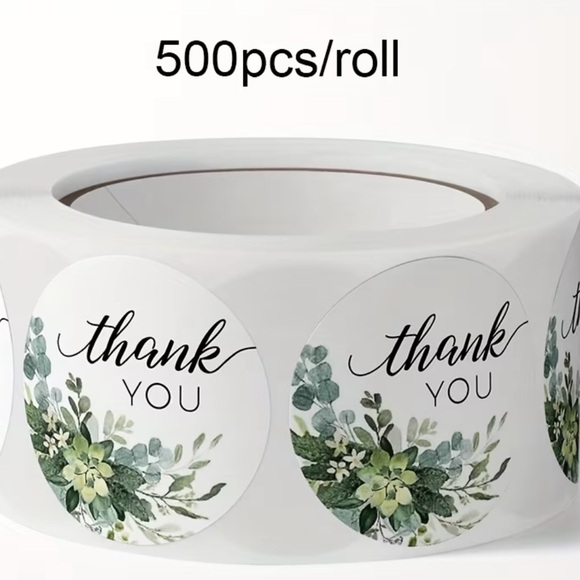Other - New Thank You Stickers Roll with Greenery Design 500ct